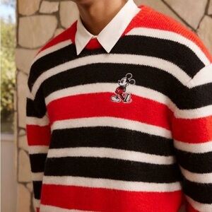 Disney xForever 21 Collab Mickey Mouse Sweater Mens XL Striped Wool Blend Preppy